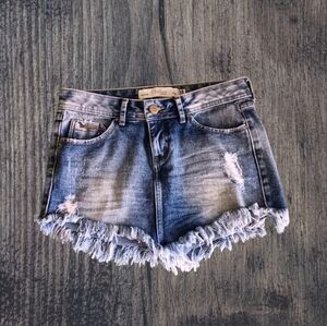 - - MINI DISTRESSED DENIM SKIRT by VILLON JEANS